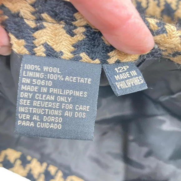 Kasper & Company‎ Houndstooth Lined Wool Pencil Skirt, Camel & Black, 12 Petite - Picture 5 of 9